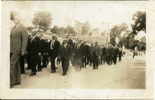 Veterans of World War March at Camp LaGuardia. Circa 1930. chs-000765